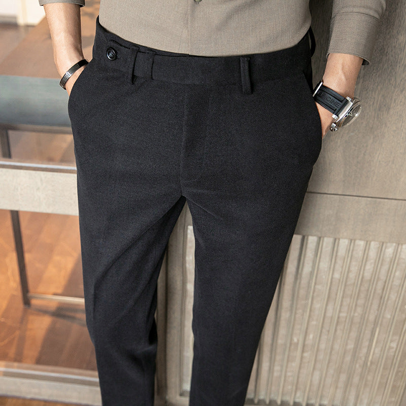 Slim-fit Thickened Autumn And Winter Wool Small Suit Pants