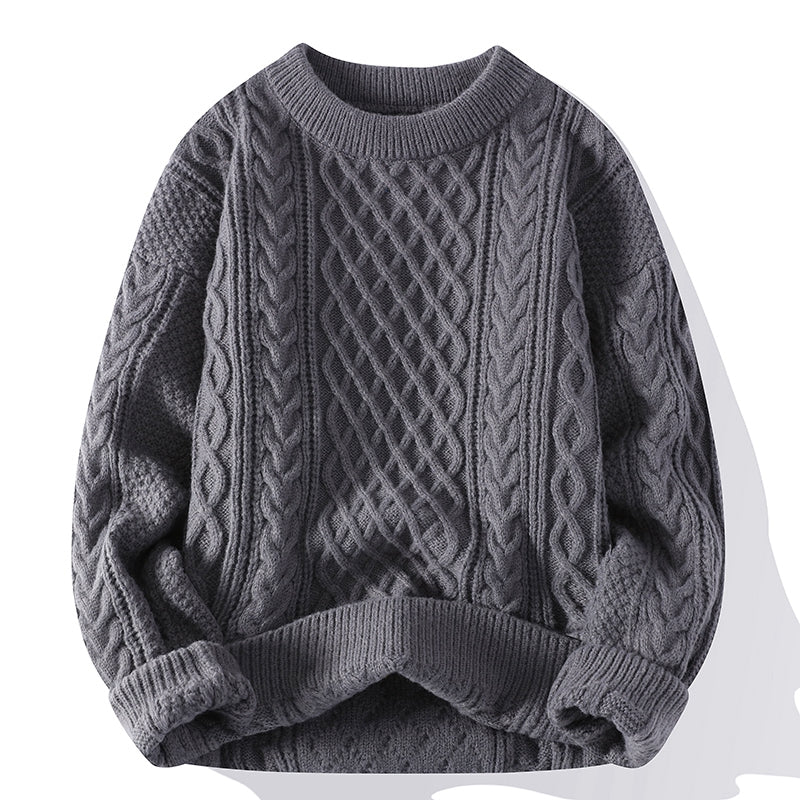 Autumn And Winter Men's Twist Sweater Casual Round Neck Pullover Top