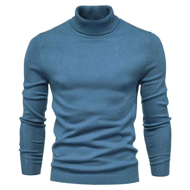 Men's Solid Color Pullover Turtleneck Casual Sweater