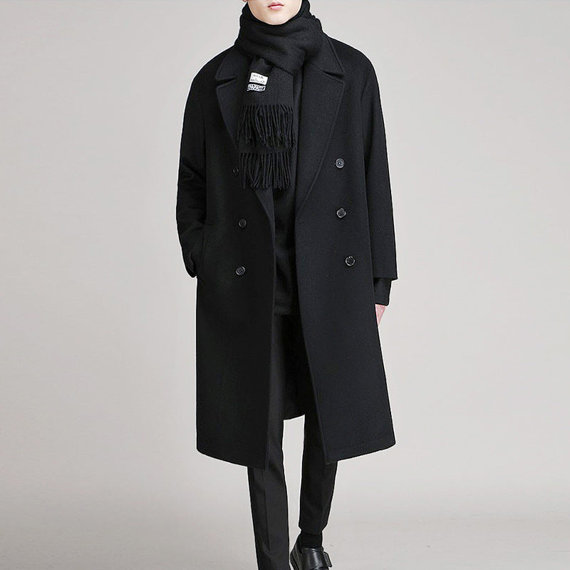 Men's Double-sided Fleece Mid-length trench coat