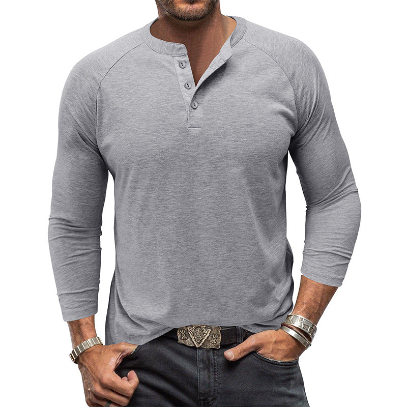 Men's Round Neck Henry Long Sleeve T-shirt