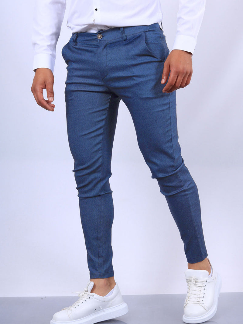 Solid Color Textured Casual Tappered Pants
