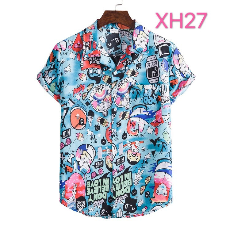 Casual Men's Shirt Hawaiian Beach Style Suit Collar Short Sleeve shirt