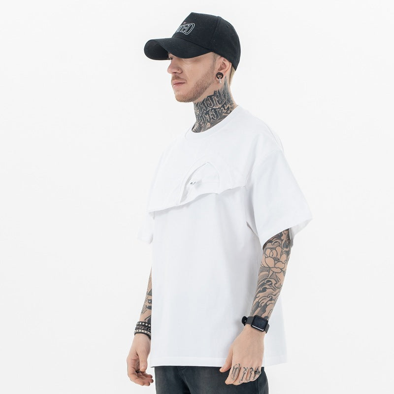 Creative Irregular Short Sleeve white t-shirt