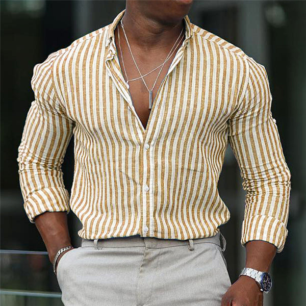 Long Sleeve Casual Lapel striped Shirt