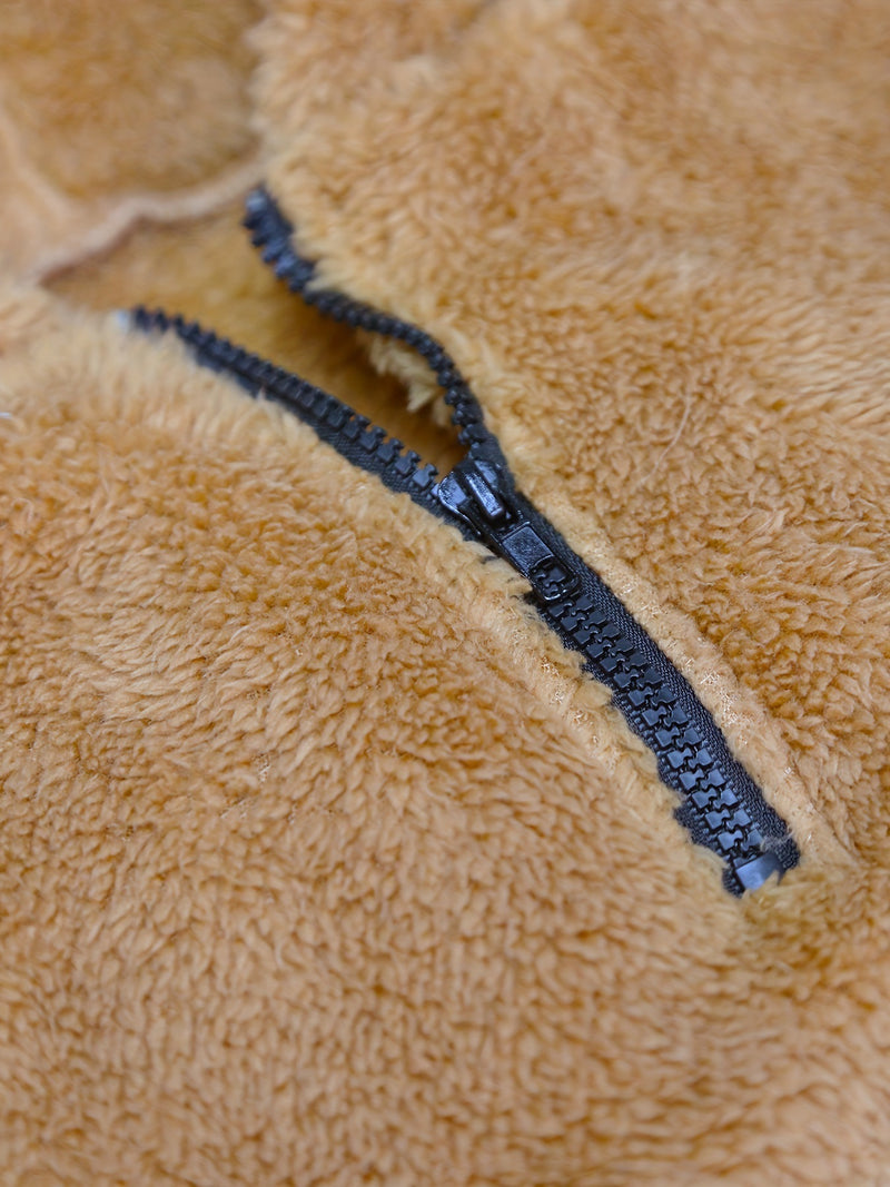 Stitching Half Zipper Hooded Thickened Men's Sweater