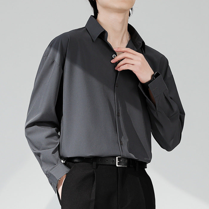 Men's Loose Long Sleeve Non-ironing Drape shirt