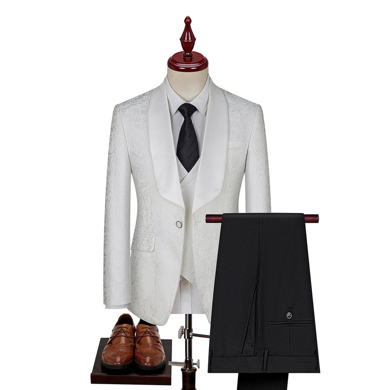 Men's Jacquard Suit Wedding Dress Groom Suit Host Performance Costume