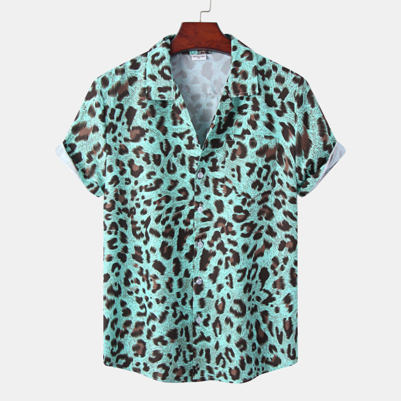 Summer Hawaii Beach Leopard Print Flower Shirt