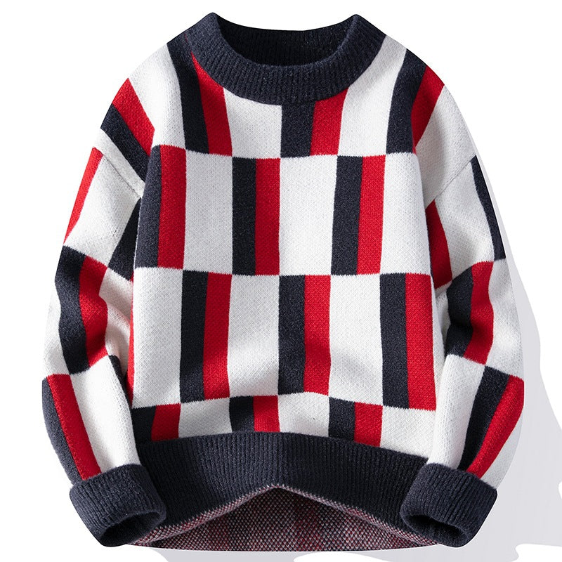 Men's Round Neck Multicolor Sweater