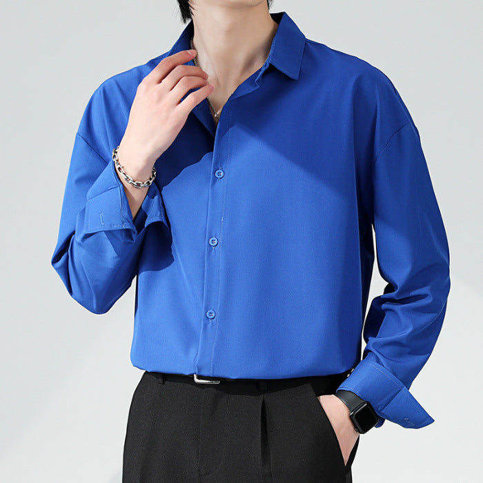 Men's Loose Long Sleeve Non-ironing Drape shirt