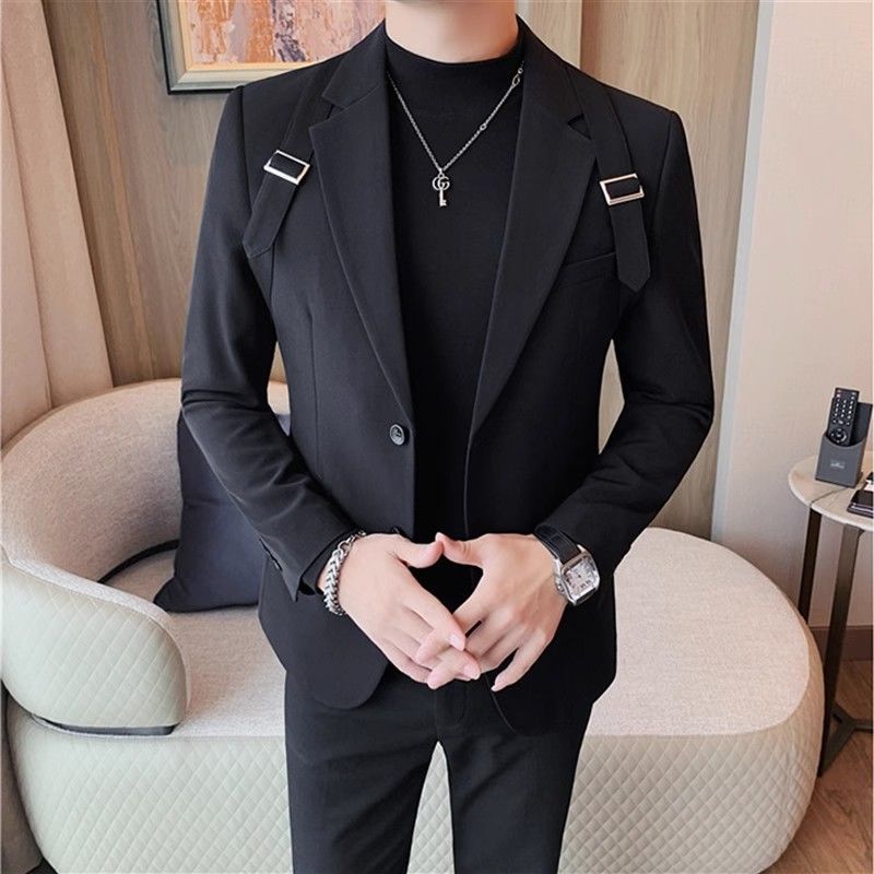 Strap Casual Men's Slim suit Jacket