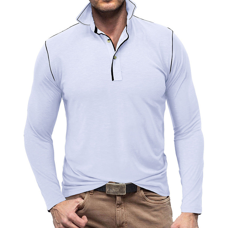 Men's Henley Lapel T-shirt