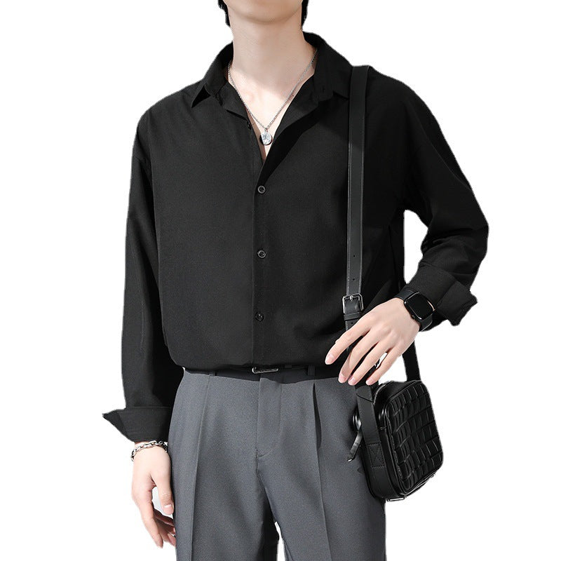 Men's Loose Long Sleeve Non-ironing Drape shirt