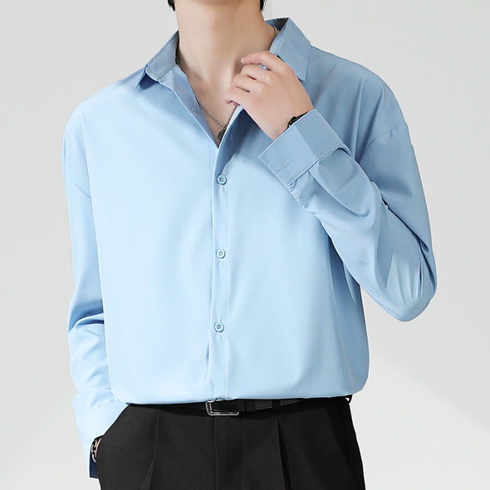 Men's Loose Long Sleeve Non-ironing Drape shirt