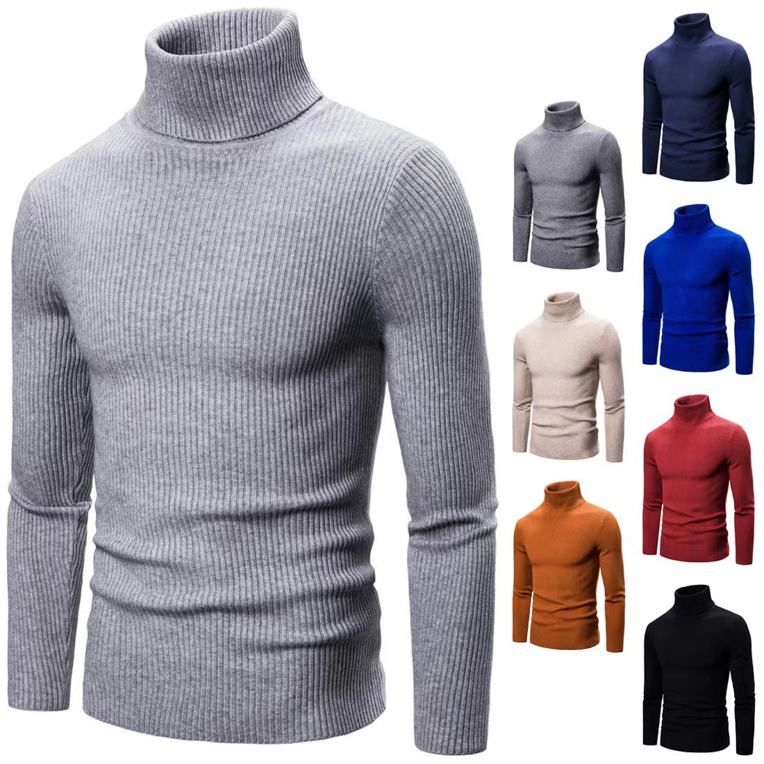 Maglione a collo alto slim fit tinta unita da uomo