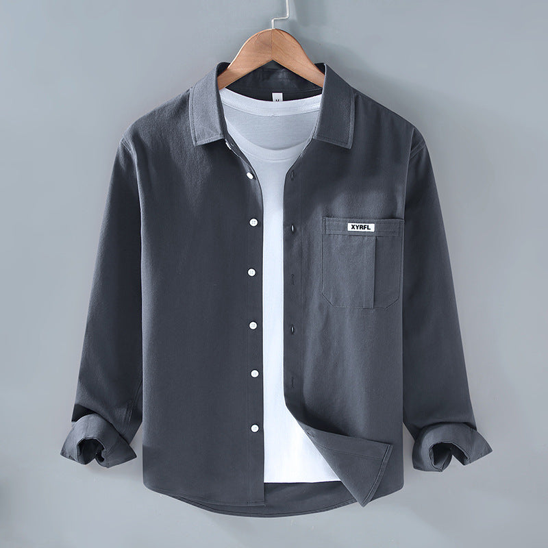 Pocket Pure Cotton Long Sleeve Retro shirt men