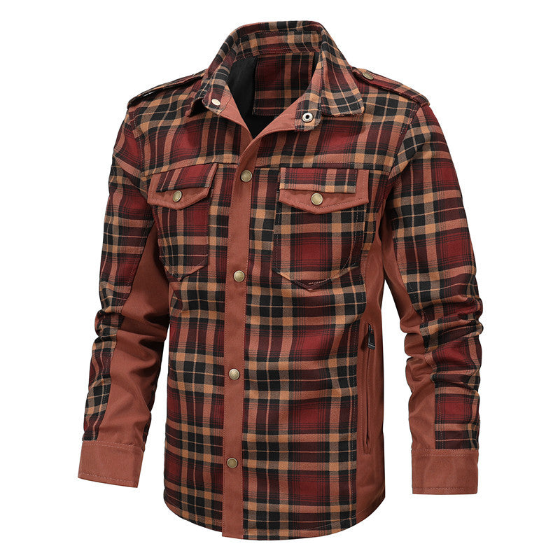 Men's Casual Plaid Shirt Jacket