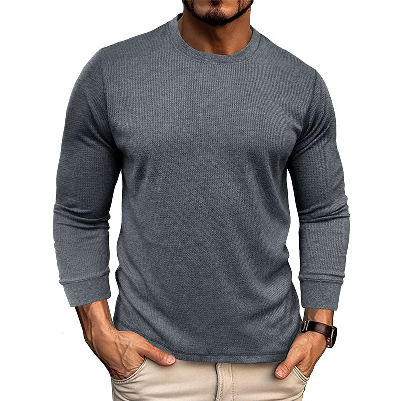 Men's Casual Loose Round Neck Long-sleeved T-shirt