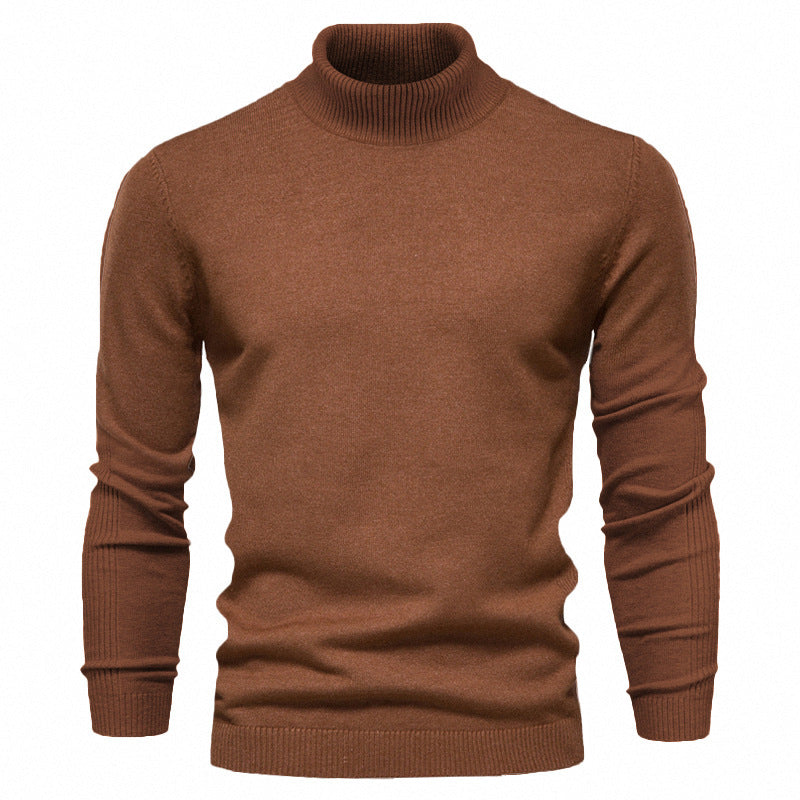 Men's Solid Color Pullover Turtleneck Casual Sweater