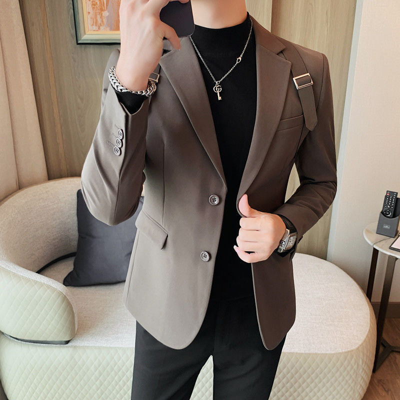 Strap Casual Men's Slim suit Jacket