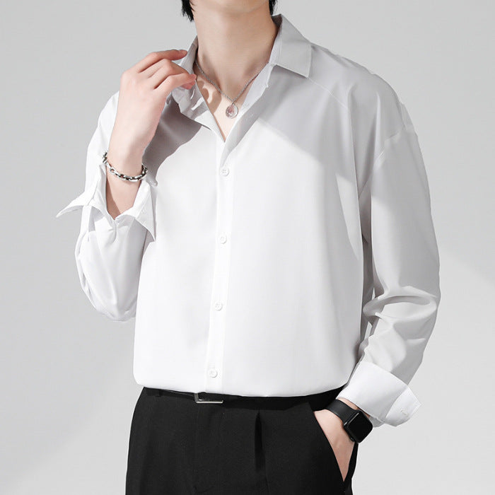 Men's Loose Long Sleeve Non-ironing Drape shirt