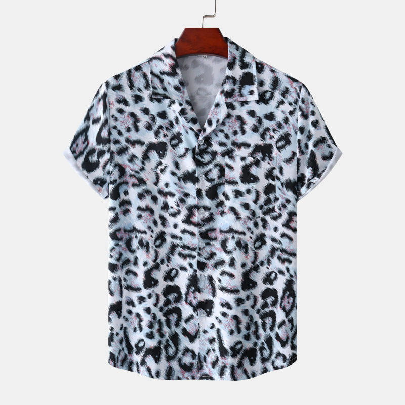 Summer Hawaii Beach Leopard Print Flower Shirt