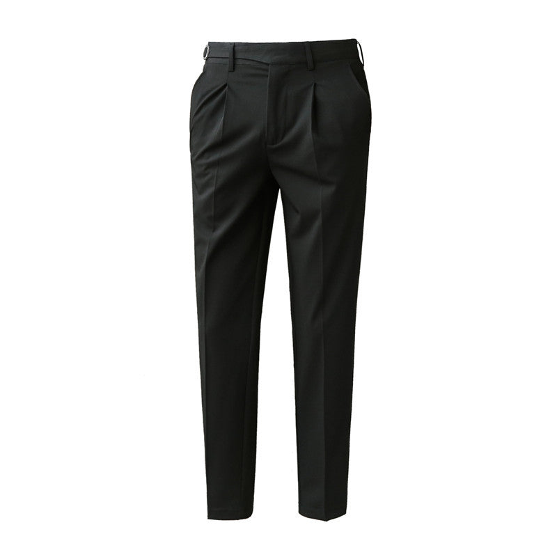 Men's Casual Suit Slim-fitting Ankle-tied Cropped Pants