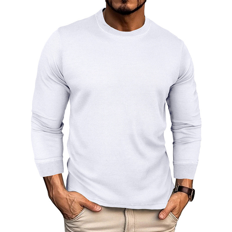 Camiseta casual holgada de manga larga con cuello redondo para hombre