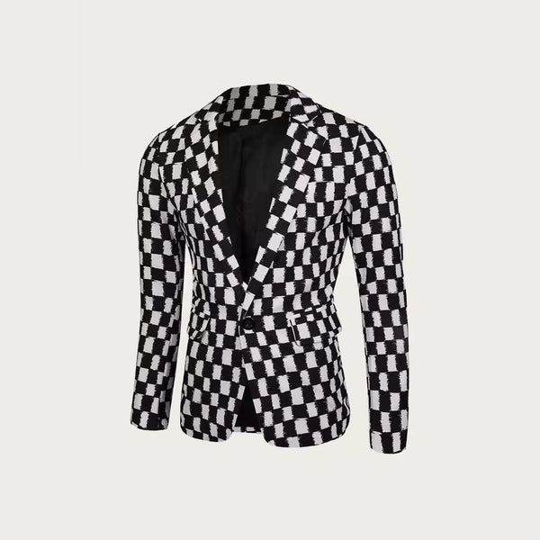 Houndstooth Leisure Suit Slim-fit Plaid Suit jacket