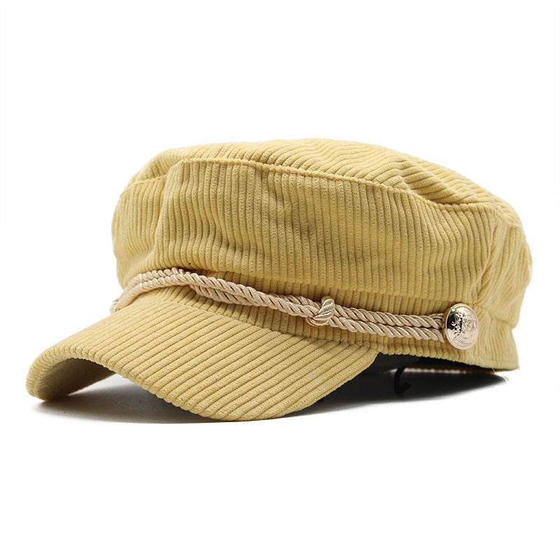 Solid Color Corduroy Octagonal Hat