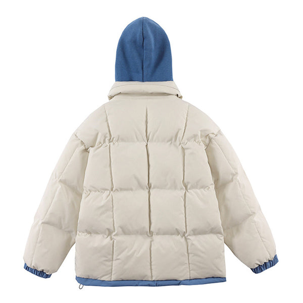 Color Contrast Patchwork Winter Thick Loose Bread Cotton-padded Jacket
