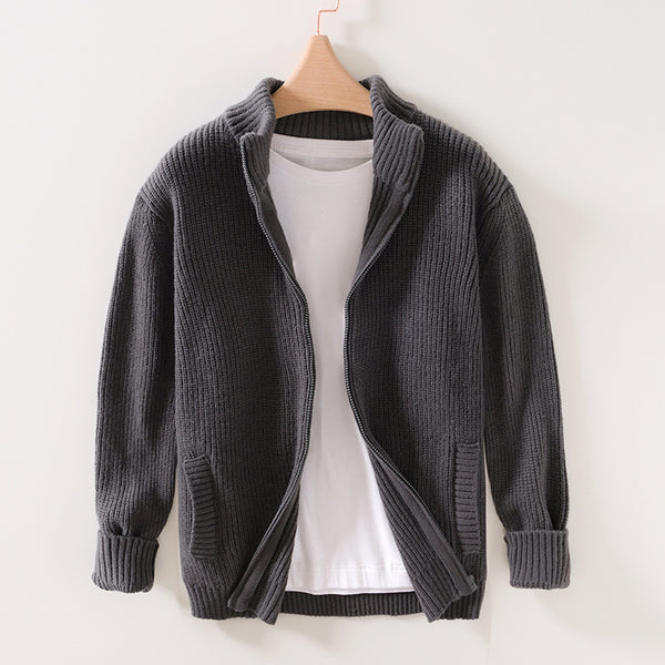 Men's Stand Collar Cardigan Casual Outdoor Sweater