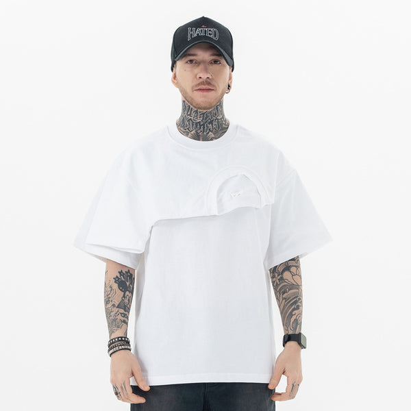 Creative Irregular Short Sleeve white t-shirt