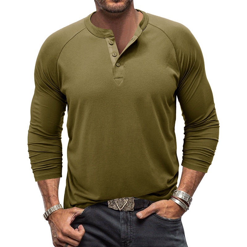 Men's Round Neck Henry Long Sleeve T-shirt