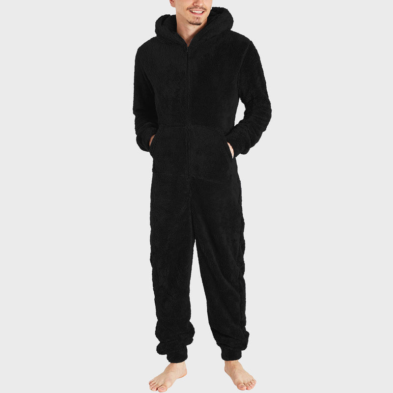 Pijama de mono de felpa térmica con cremallera para hombre