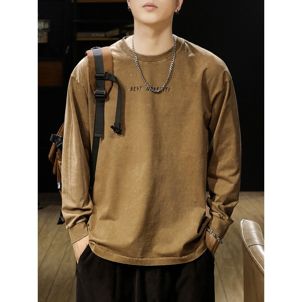 Washed-out Vintage Long-sleeved T-shirt For Men