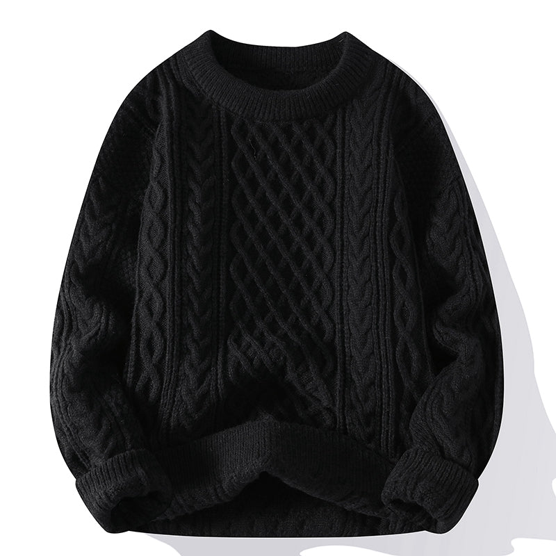 Autumn And Winter Men's Twist Sweater Casual Round Neck Pullover Top