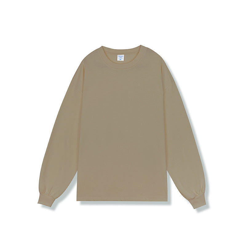 Solid Color Heavy Cotton Loose Basic Style Bottoming Long Sleeve T-shirt