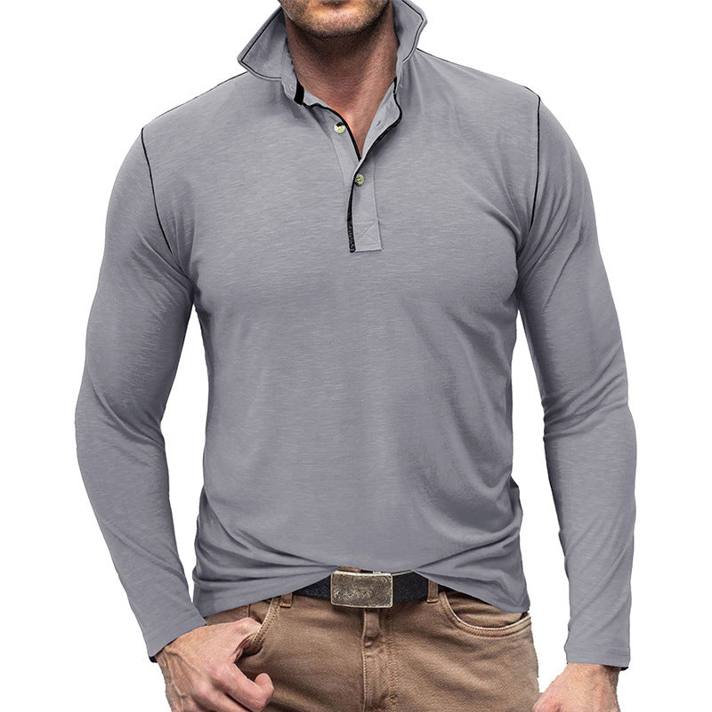 Men's Henley Lapel T-shirt