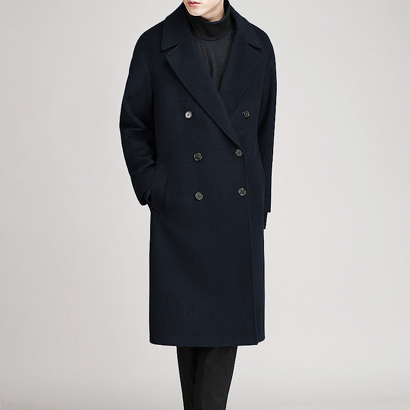 Men's Double-sided Fleece Mid-length trench coat