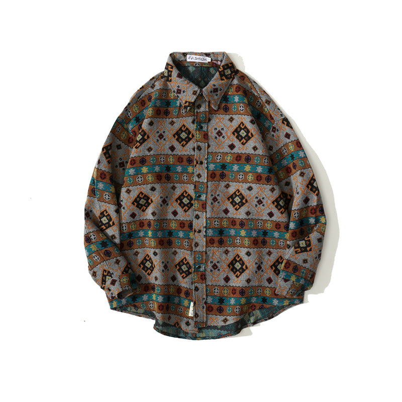 Men's Loose-fitting Autumn winter Japanese Woolen Shirt