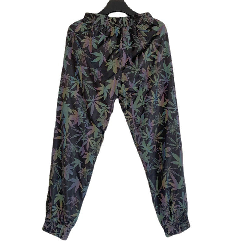 Colored Maple Leaf Reflective Pants Men's