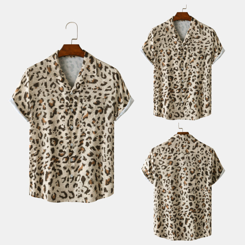 Summer Hawaii Beach Leopard Print Flower Shirt