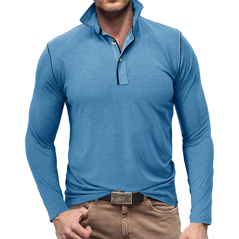 Men's Henley Lapel T-shirt