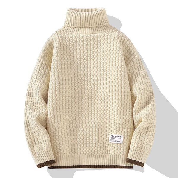 Winter Turtleneck Men's Loose Solid Color Sweater