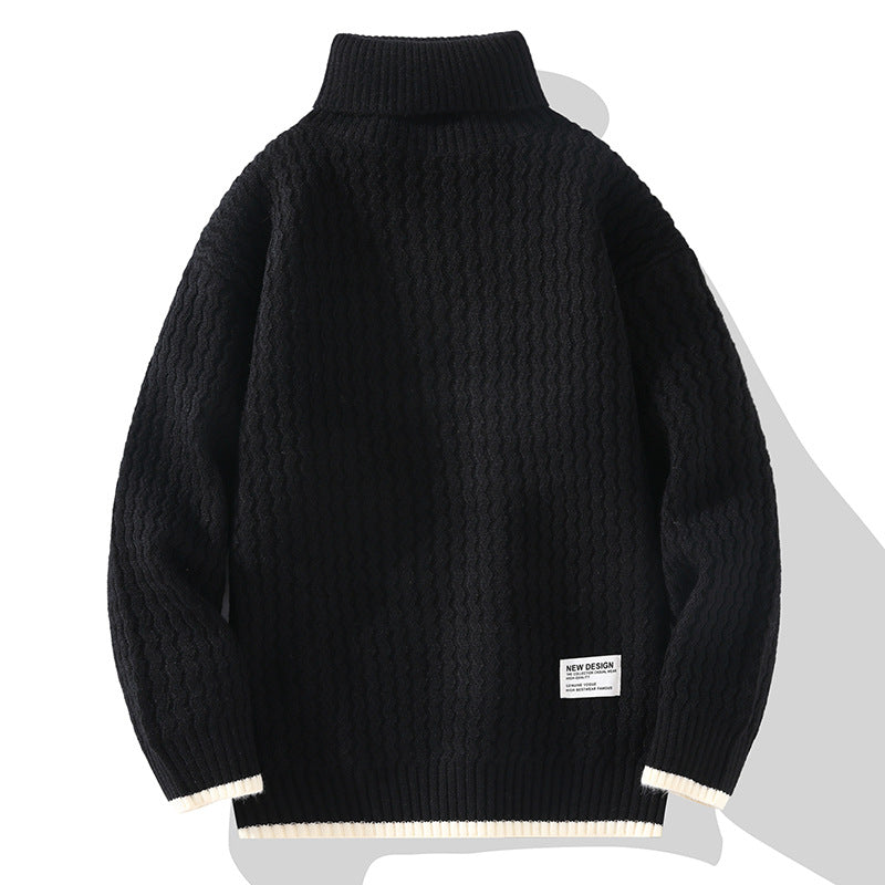 Winter Turtleneck Men's Loose Solid Color Sweater