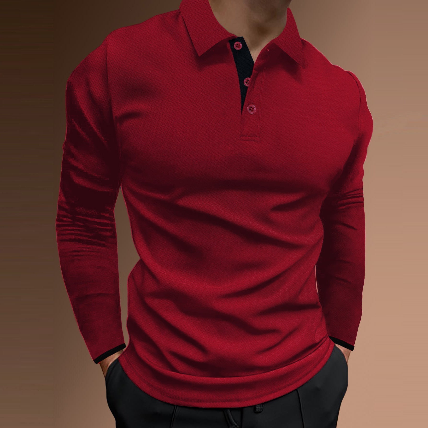 Sports Fitness Casual Stand Collar Stretch Vertical Bar Long Sleeve t-shirt