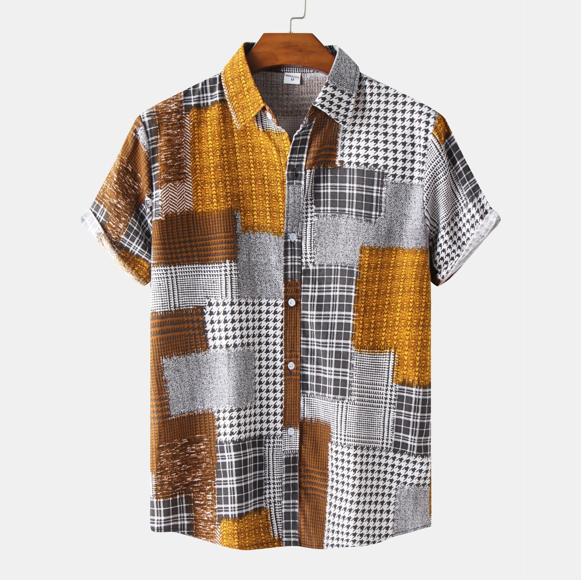 Men's Cotton And Linen Short Sleeve Hawaiian printed Shirt