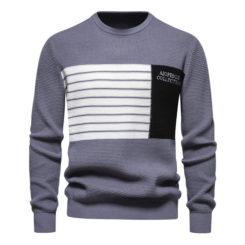 Striped Stitching Long Sleeve Men's Knitwear sweater